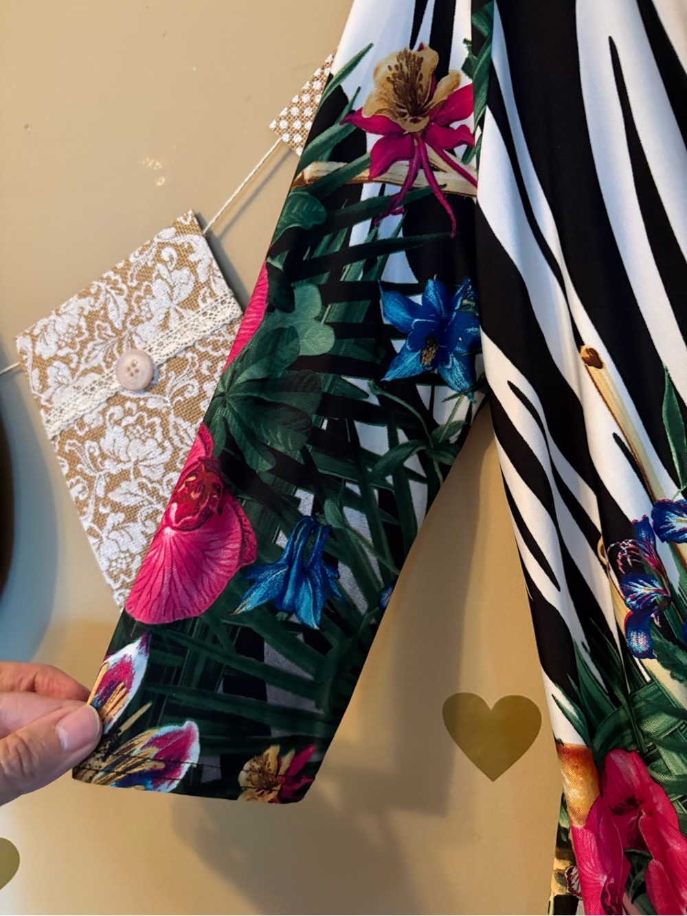 Joseph Ribkoff Asymmetrical Tropical Floral Wrap Top - Picture 6 of 9